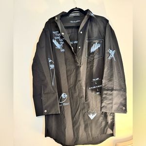 Maniere de Voir- GRAFFITI SHIRT DRESS - BLACK/BLUE
Size: US 4